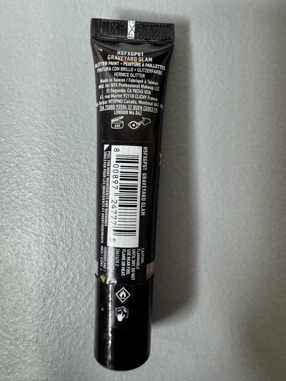 NYX SFX Glitter Paint in graveyard glam shimmer eyeshadow neutral nude